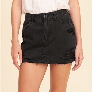 Hollister Black Denim Skirt Raw Hem